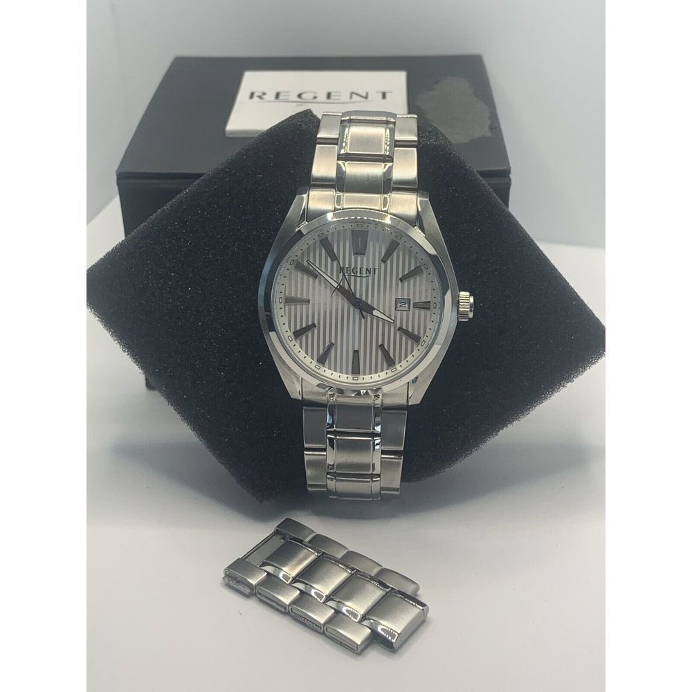 Regent 3C69GB-01-B Men's Silver Stainless Steel Analog Silver Dial Watch JT213
